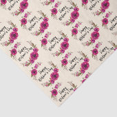 Fuchsia Poppies Floral WreatHappy Moederdag Tissuepapier (Detail)