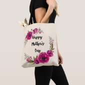 Fuchsia Poppies Floral WreatHappy Moederdag Tote Bag (Dichtbij)