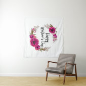 Fuchsia Poppies Floral WreatHappy Moederdag Wandkleed (In Situ (horizontaal))