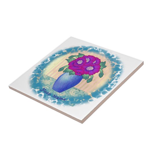 Fuchsia Poppy tile Tegeltje (Zijkant)