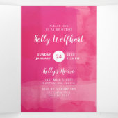 Fuchsia Potluck Vrijgezellenfeest met Recept Kaart (Binnenkant midden)