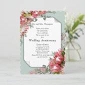 Fuchsia Protea Bloemboeketten Jubileum Kaart (Staand voorkant)