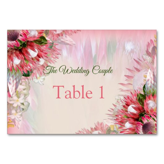Fuchsia Protea - Blush & Gold Table cards Kaart (Voorkant)