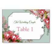 Fuchsia Protea - Green & Gold Table cards Kaart (Voorkant)