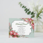 Fuchsia Protea - Greens & Gold Rehearsal diner Kaart (Staand voorkant)