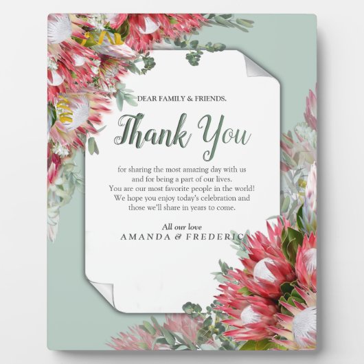 Fuchsia Protea is met Groenen en Goudlinten Fotoplaat (Voorkant)