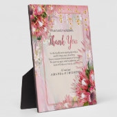 Fuchsia Protea is voorzien van Blush & Gold Ribbon Fotoplaat (Zijkant)