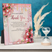 Fuchsia Protea is voorzien van Blush & Gold Ribbon Fotoplaat (Zijkant)