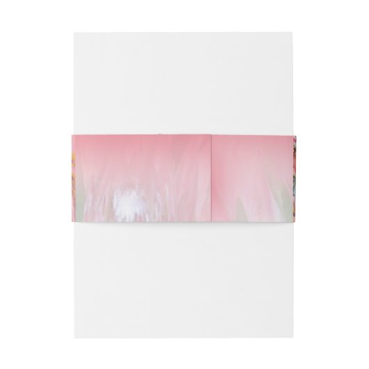 Fuchsia Protea's met Blush & Gouden Enveloppenband Uitnodigingen Wikkel (Achterkant Voorbeeld)