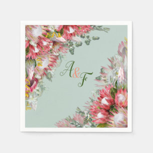 Fuchsia Protea's & Sage Groene bladeren servetten