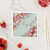 Fuchsia Protea's & Sage Groene bladeren servetten (Insitu)