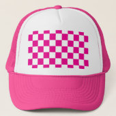 Fuchsia Racing Checkered Flag Display Trucker Pet (Voorkant)