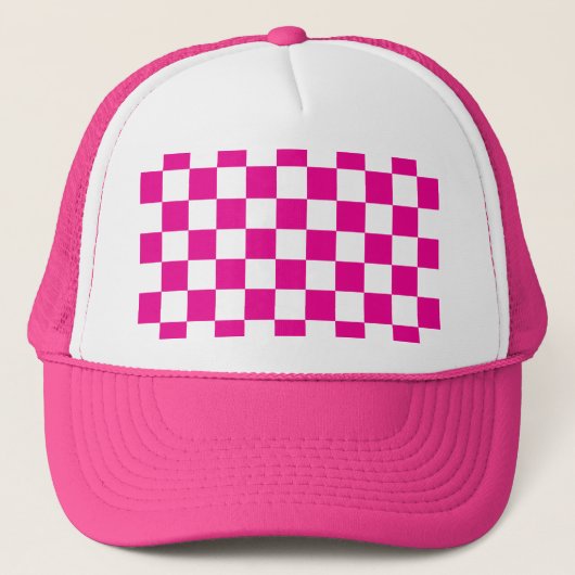 Fuchsia Racing Checkered Flag Display  Trucker Pet (Voorkant)