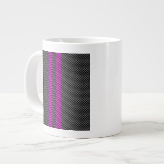 Fuchsia Racing Stripes in koolstofvezelstijl Grote Koffiekop (Links)