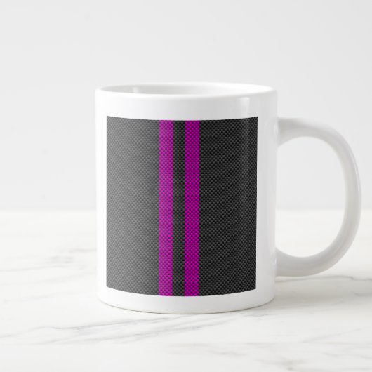 Fuchsia Racing Stripes in koolstofvezelstijl Grote Koffiekop (Rechts)