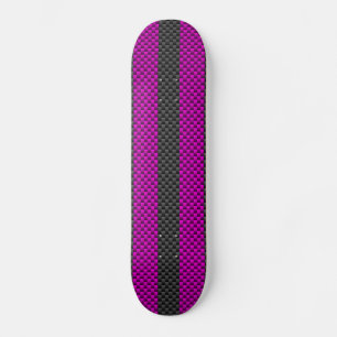 Fuchsia Racing Stripes in koolstofvezelstijl Skateboard
