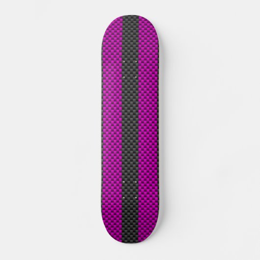 Fuchsia Racing Stripes in koolstofvezelstijl Skateboard (Voorkant)