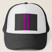 Fuchsia Racing Stripes in koolstofvezelstijl Trucker Pet (Voorkant)