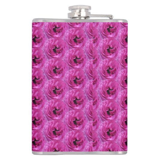 Fuchsia Ranunculus - Modern bloemontwerp Heupfles (Achterkant)