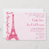 Fuchsia Raspberry Eiffel Tower Weddenschap Kaart (Voorkant)