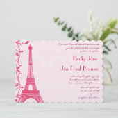Fuchsia Raspberry Eiffel Tower Weddenschap Kaart (Staand voorkant)