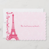 Fuchsia Raspberry Eiffel Tower Weddenschap Kaart (Achterkant)