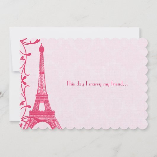 Fuchsia Raspberry Eiffel Tower Weddenschap Kaart (Achterkant)