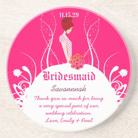 Fuchsia Red Head Bridesmaid Medieval Renaissance Zandsteen Onderzetter (Voorkant)