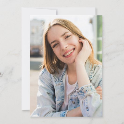 Fuchsia Roos Bow Foto Afstuderen Save the Date (Achterkant)