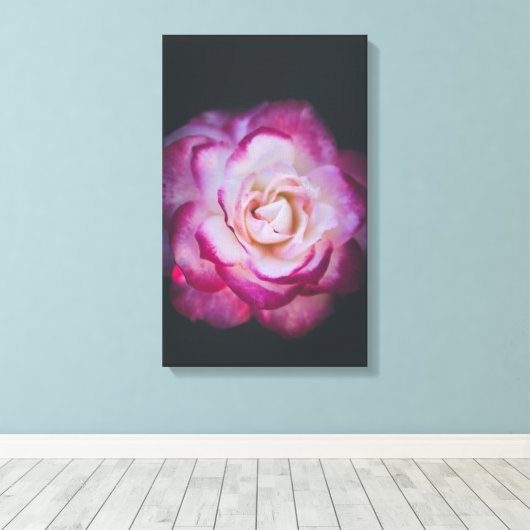 Fuchsia roos canvas afdruk (Insitu (Houten vloer))