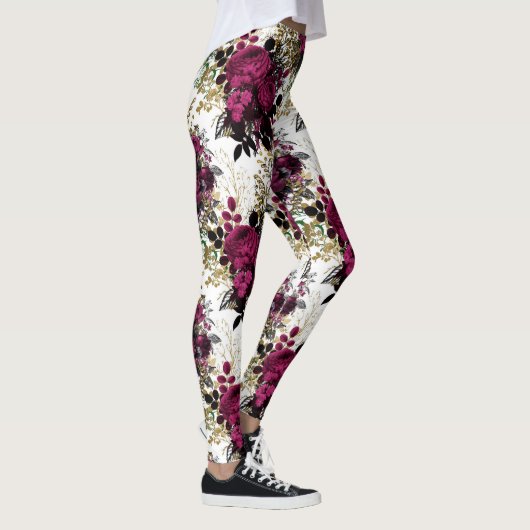 Fuchsia Roos Floral Women's Leggings (Rechts)