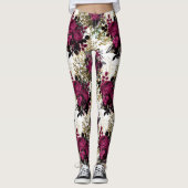 Fuchsia Roos Floral Women's Leggings (Voorkant)