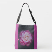 Fuchsia roos flower crossbody tas (Achterkant)