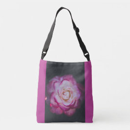 Fuchsia roos flower crossbody tas