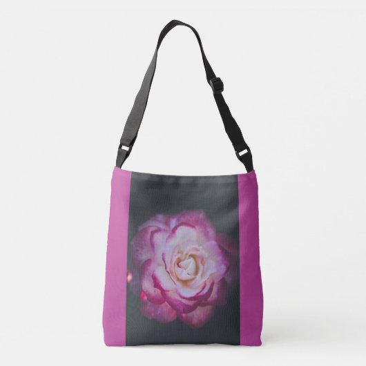 Fuchsia roos flower crossbody tas (Achterkant)