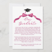 Fuchsia Roos Roze Bow Arch Foto Afstuderen Aankondiging (Achterkant)