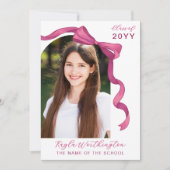 Fuchsia Roos Roze Bow Arch Foto Afstuderen Kaart (Voorkant)