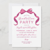 Fuchsia Roos Roze Bow Arch Foto Afstuderen Kaart (Achterkant)