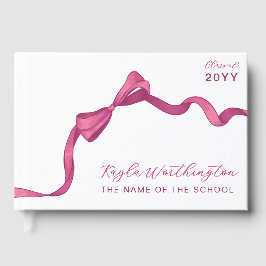 Fuchsia Roos Roze Bow Geen Foto Afstuderen Gastenboek