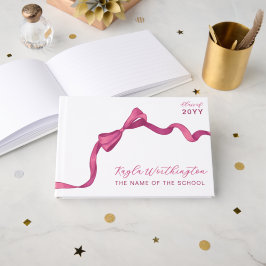 Fuchsia Roos Roze Bow Geen Foto Afstuderen Gastenboek