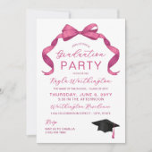 Fuchsia Roos Roze Bow Geen Foto Afstuderen Kaart (Voorkant)