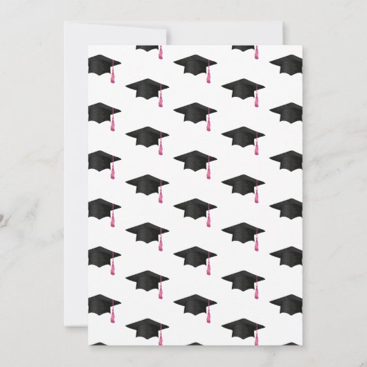 Fuchsia Roos Roze Bow Geen Foto Afstuderen Kaart (Achterkant)