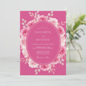 Fuchsia Roos Stralende Romantische Bruiloft Kaart (Staand voorkant)