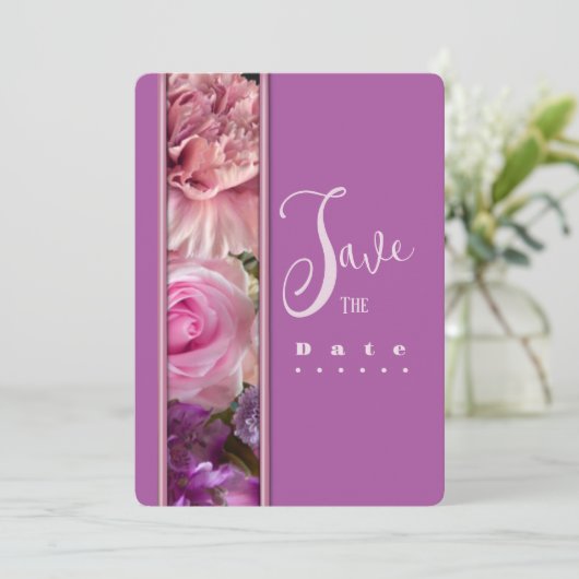 Fuchsia Roos Verjaardagsfeest Uitnodiging (Staand voorkant)