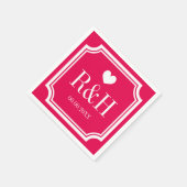 Fuchsia roze aangepast monogramme bruiloft servetten (Hoek)