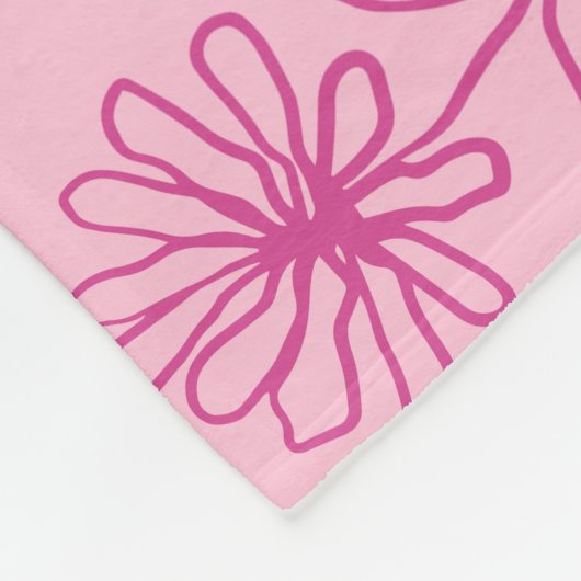 Fuchsia Roze Abstract Bloemen Botanische Inkt Art Fleece Deken (Hoek)