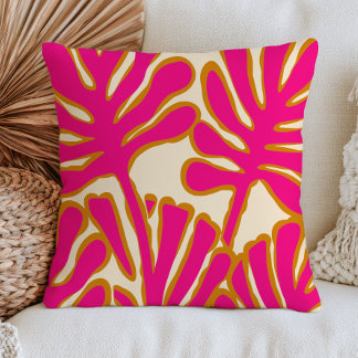 Fuchsia Roze Abstracte Bladeren Moderne Botanische Kussen