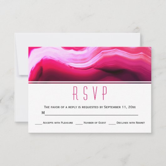 Fuchsia roze agaat slice geode moderne bruiloft RS RSVP Kaartje (Voorkant)
