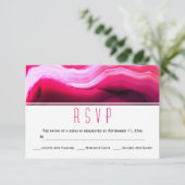 Fuchsia roze agaat slice geode moderne bruiloft RS RSVP Kaartje (Staand voorkant)