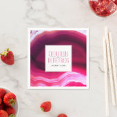 Fuchsia roze agaat slice geode moderne bruiloft servet (Insitu)